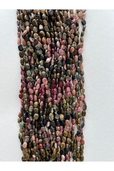 ŞİFA SHOP Tourmaline Natural Stone String, Flat Cut 3x7 Mm