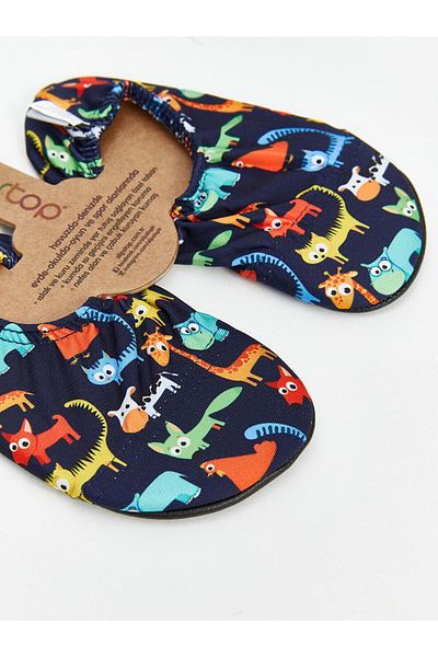 LC Waikiki Navy Blue Animal Printed Baby Boy Sea Shoes - SLIP/STOP