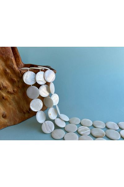 ŞİFA SHOP Natural stone mother of pearl string round large 2.5 cm