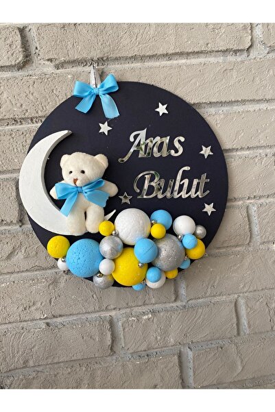 NeşeliAtölyem 30 cm Yuvarlak Bubble Bebek Kapı Süsü Hastane Doğum Odası