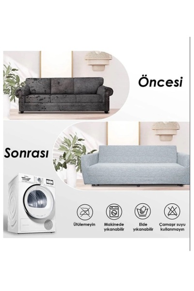 MAVİ YELKEN HOME BATTAL BOY Lastikli Koltuk Örtüsü Seti (2 Adet 3'lü + 2 Adet 1'li) - Lastikli Koltuk Kılıfı