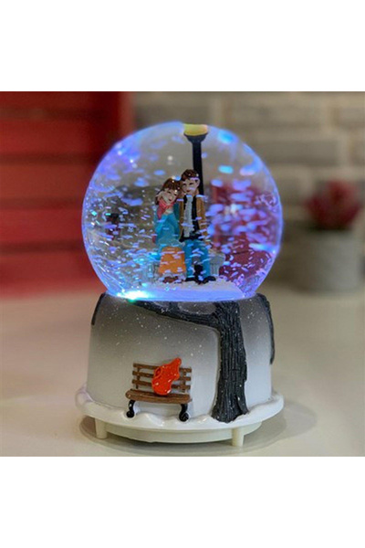 Tahtakale Dünyası iki sevgili çift kar küresi sokak lambalı hediyelik müzikli...