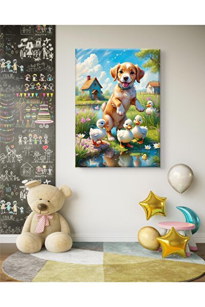 SEVFOTO Tablou pe pânză cu tematică de jocuri la malul lacului