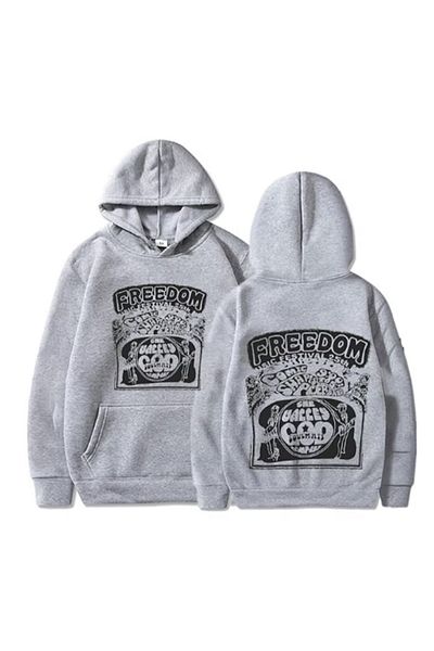 LA GULER FREEDOM Printed New Season Unisex Oversize Hoodies - Φούτερ με 3 νήματα από βαμβάκι Sardon