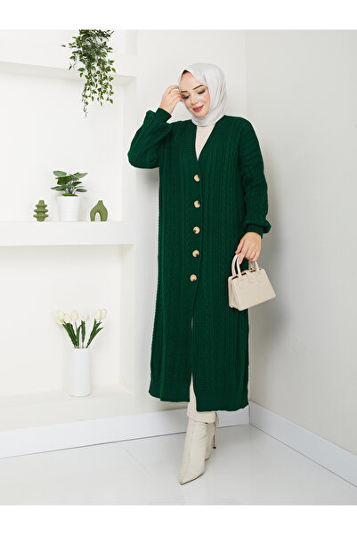 Pamuk Butik Γυναικεία Ζακέτα Πλεκτή Αλυσίδα Ολόσωμη