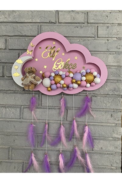 NeşeliAtölyem 45 Cm Ledli Bulut Bubble Ayıcıklı Bebek Kapı Ve Duvar Süsü