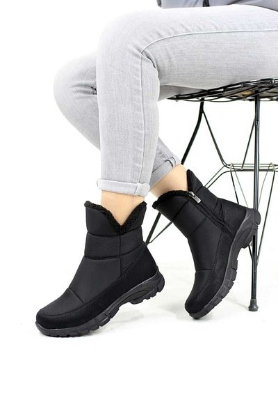 Aleza Shoes Γυναικείες μαύρες άνετες μπότες χιονιού με αντιολισθητική σόλα