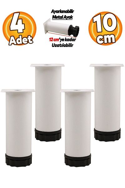 Badem10 Dulap reglabil Mobilier Baza canapea Suport metalic Picior 10 Cm Picioare albe 4 buc
