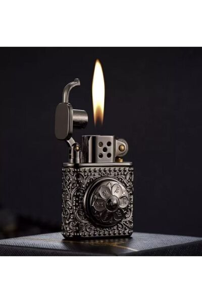 Genel Markalar Yeni Tasarım Şık Stres Çarklı Siyah Renk Metal Gazlı Lüks Çakmak