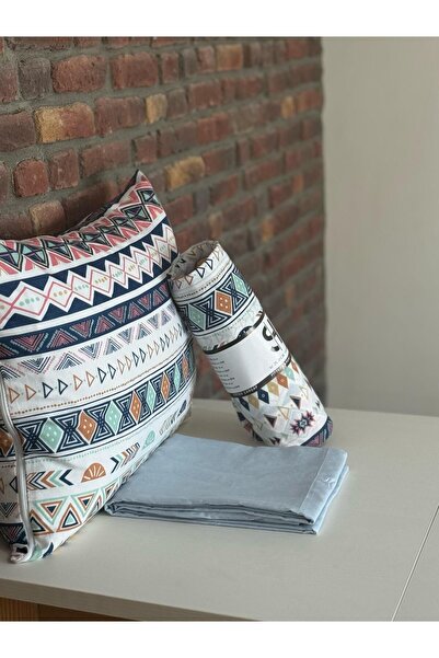 Sheri Home Tekstil Mavi Piramit Lastiksiz Çarşaf Ve 1 Adet Yastık Kılıfı Tek Kişilik Ebat Sheri188894896