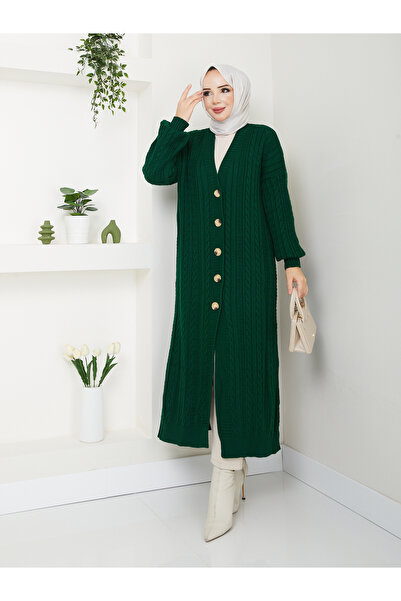 Pamuk Butik Γυναικεία Ζακέτα Πλεκτή Αλυσίδα Ολόσωμη