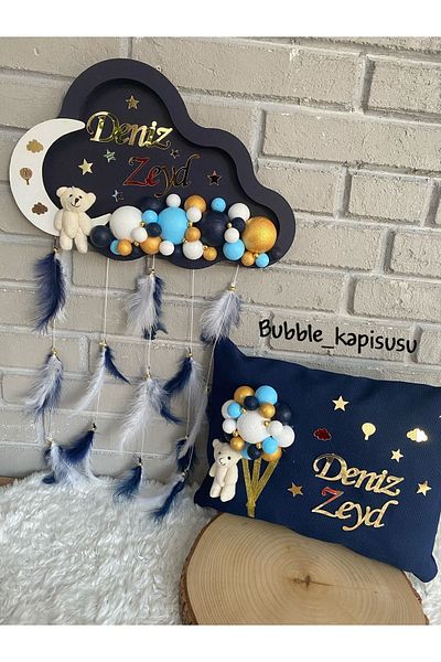 NeşeliAtölyem Bubble Baby Door Ornament Pillow Set Hospital Birth Room