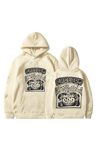 LA GULER FREEDOM Printed New Season Unisex Oversize Hoodies - Φούτερ με 3 νήματα από βαμβάκι Sardon