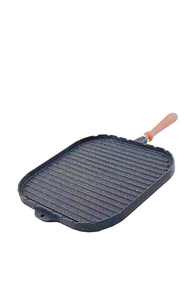 TOGO Double Sided Granite Coated Cast Iron Square Pancake Grill Pan Large Size 35 Cm Gray