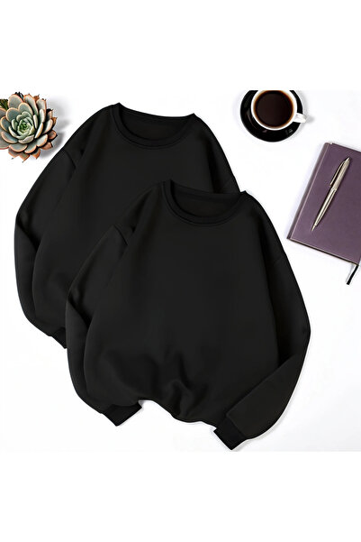 Fifty Color 2 سلسلة طاقم الرقبة البلوز الأسود مجموعة مزدوجة عادي