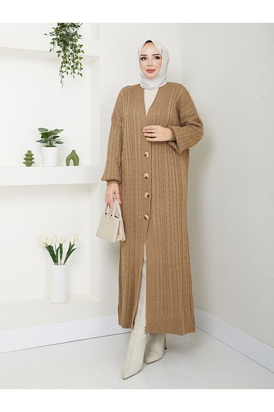 Pamuk Butik Γυναικεία Ζακέτα Πλεκτή Αλυσίδα Ολόσωμη
