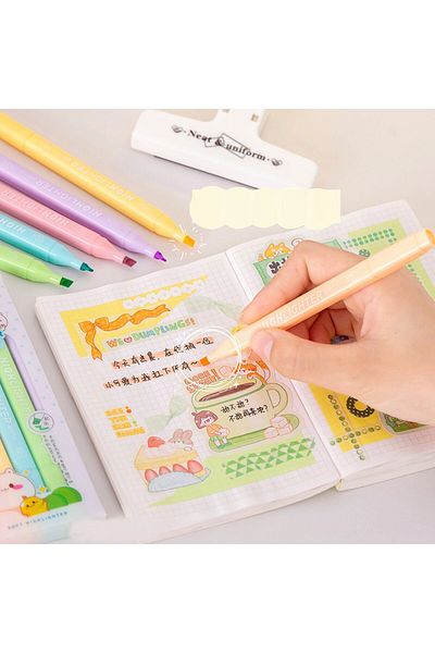 Polin Soft Highlighter Double Ended Pen Set - 6 Colors