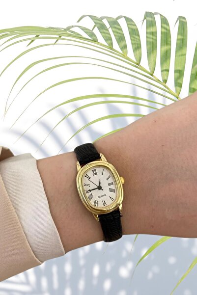 Zzla ساعة يد نسائية سوداء عتيقة - حبل جلدي، موضة جديدة Z745LAZ