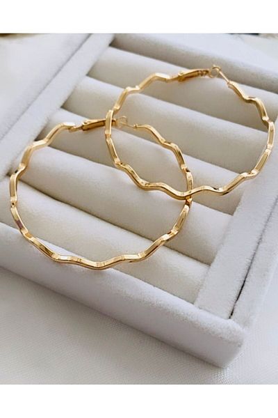 VNS Accessories Zigzag Model Big Hoop Earrings (6 cm)