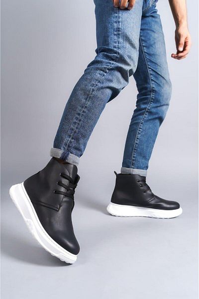 Aymood Franca SLW204 - Men's Black Sports Boots, Lace-up and Leather