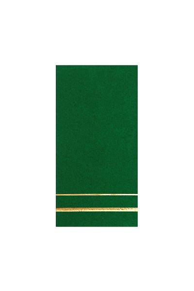 Story 33X33 cm Gold Leaf Line Patterned 16-Piece 1/8 Fold Dark Green Colored Paper Napkin