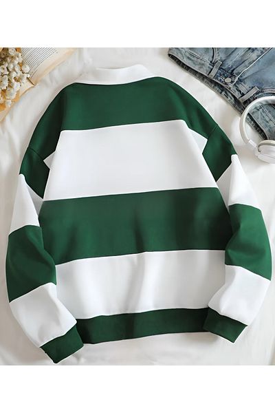 Risil-Nu Company New Season Oversize Raised Sweat - 3 κλωστές, μισό φερμουάρ, λεπτομέρεια γραμμής