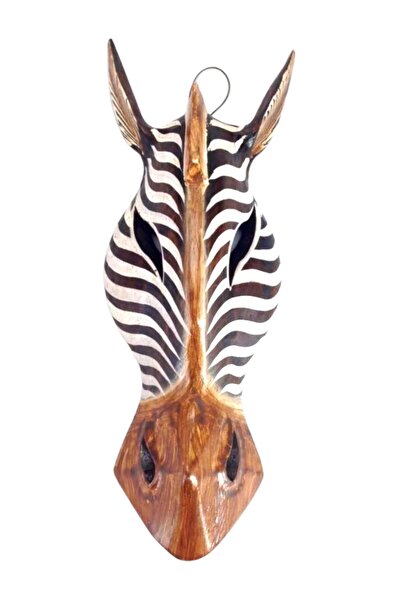 Dünyadan Hediyeler Ahşap Zebra Mask 30 cm Dekoratif Duvar Dekoru