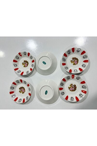 porselen Red Coffee Tea Plate 6 Plates