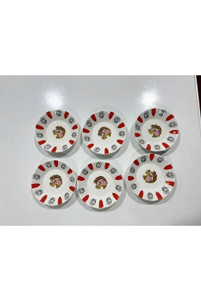 porselen Red Coffee Tea Plate 6 Plates