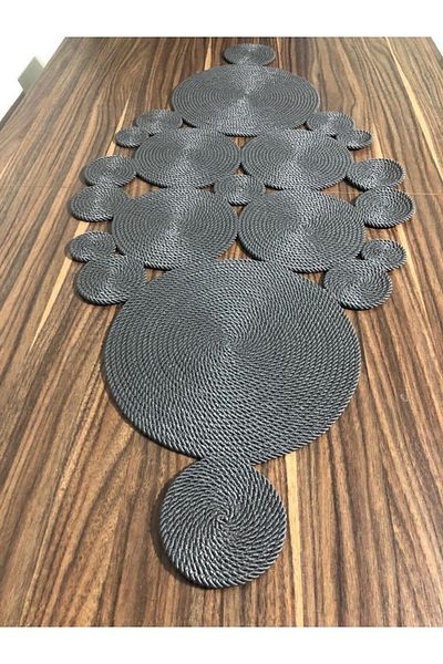 Naspar Anthracite Runner / Table / Console / Coffee Table Cover (100X45)