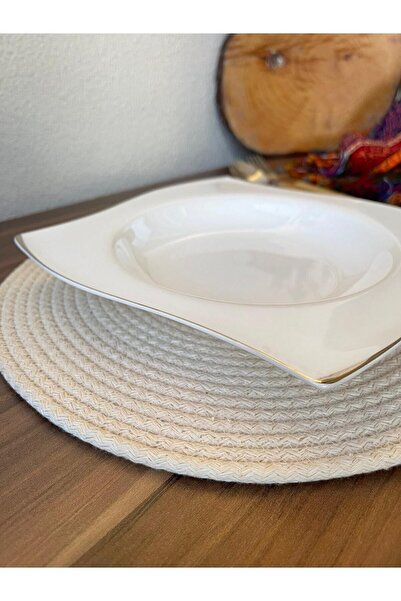 Naspar 2 Pieces 100% Cotton Ecru Plate / Placemat