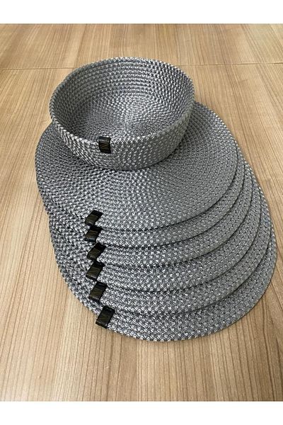 Naspar 6 Pieces Dark Silver Gray Color Plate / Placemat