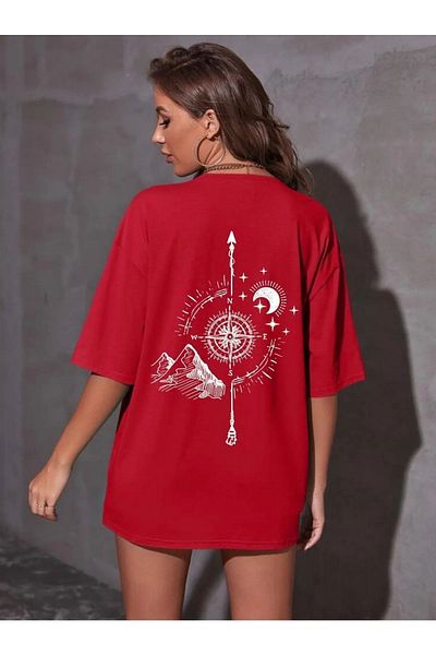 DAXİS Sportwear Company Πυξίδα γραφικό εμπριμέ μαύρο oversize μπλουζάκι