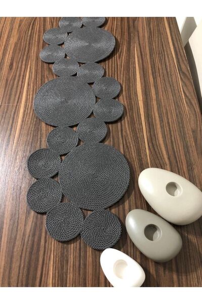 Naspar Anthracite Runner / Table / Living Room Coffee Table Cover 140x35cm