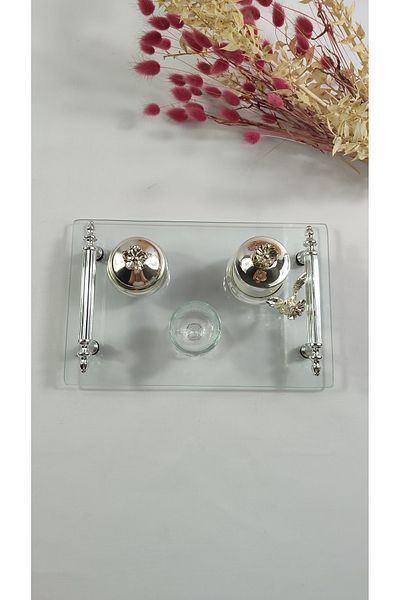 Basic Creation White Circle Tray - Brown Wishing Tray