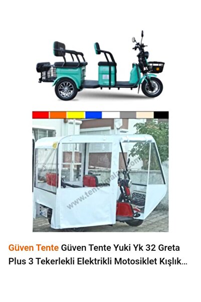 Yuki Güven Tente Yuki Yk 32 Greta Üç Tekerlekli Elektrikli Motosiklet Kışlık Tente