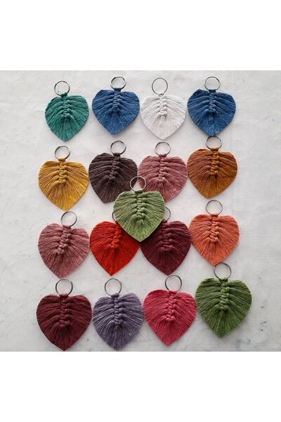 SB MAKROME El Yapımı Makrome Yaprak Anahtarlık Veya Süs 25 Adet Jelatinli Kar...