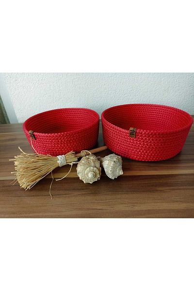 Naspar Red Basket 2-Piece Decorative Basket / Multi-Purpose Storage Box / Makeup Box / Bathroom Basket