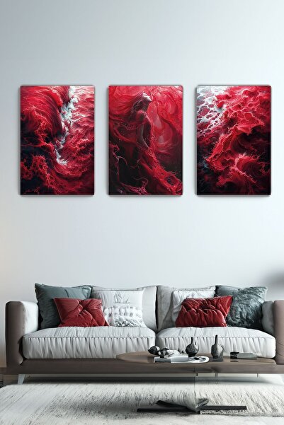 Arkeot Tutkunun İzleri 3'lü Set Kanvas Duvar Tablosu - Ev Salon Oturma odası 3 lü tablo