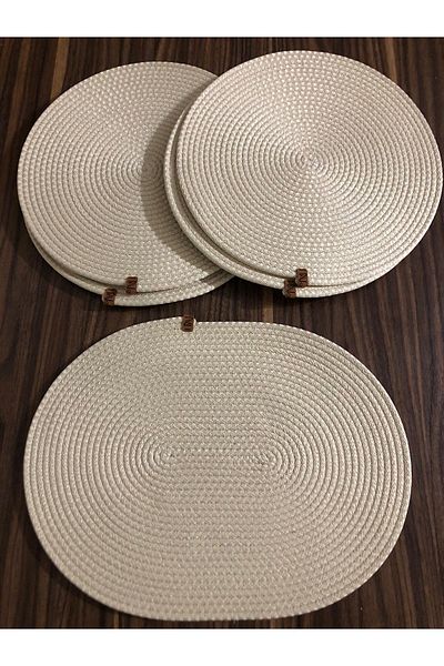 Naspar Ecru Color 32 Cm 8 Pieces Saucer / Placemat