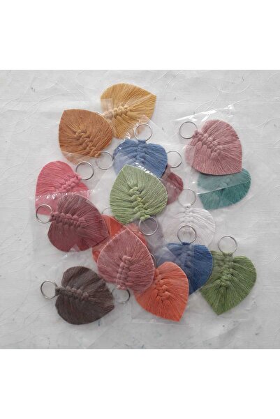 SB MAKROME El Yapımı Makrome Yaprak Anahtarlık veya Süs 5 Adet Jelatinli Karışık