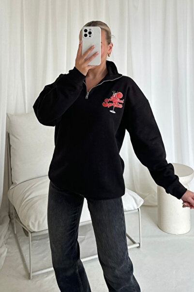 Jose Clothing Σειρά Amalfi - Φούτερ με φερμουάρ oversized με τύπωμα από οργανικό βαμβάκι