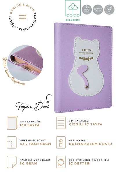 Victoria's Journals A6 96 Sheets Plug-In Cat Notebook