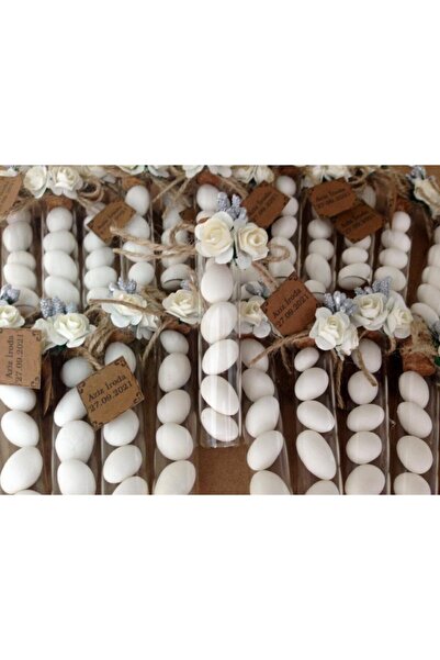 Genel Markalar Cam Uzun Tüp Şişe Badem Şekerli Nikah Nişan Söz Kına Hediyelik...