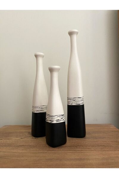 NOVATOS Dekoratif Uzun Vazo 3'lü Takım