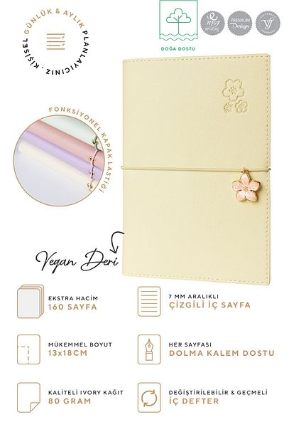 Victoria's Journals دفتر ملاحظات مطاطي مقاس 13 × 18 سم - 96 ورقة