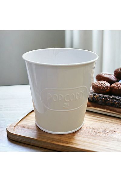 LUCKYHOMES 14 cm White Popcorn Corn Bucket