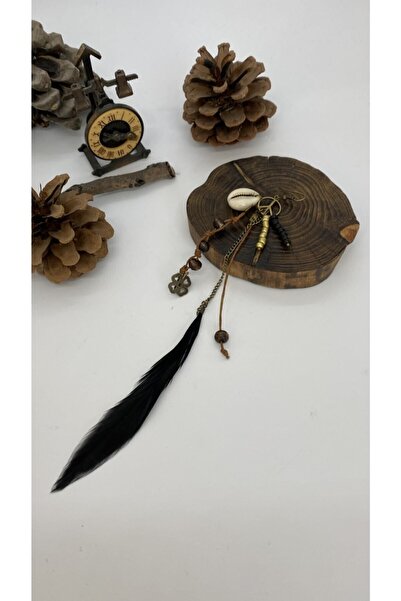 Porsuk Alternatif El Yapımı Etnik Otantik Hippi Tüy Tek Küpe