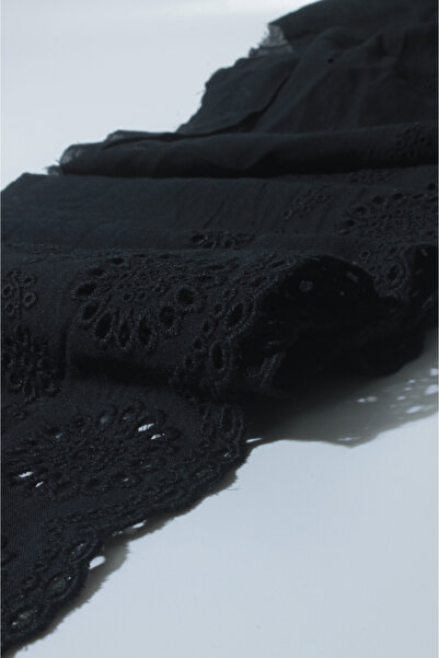 ÖZPAŞ TEKSTİL VE AKSESUAR Güpür Fisto Siyah Çiçekli 20cm