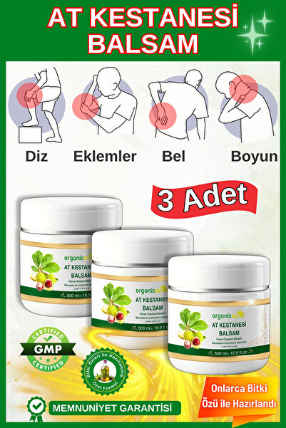 Organicsun At Kestanesi Balsamı Jeli 500 ml X 3 Adet Kas Ve Eklem Ağrı Masaj ...